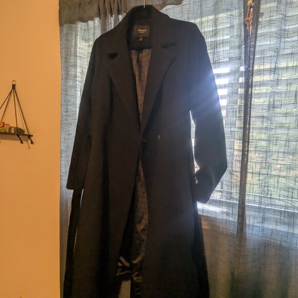 Faux Melton Tie Front Coat - Picture 4 of 7